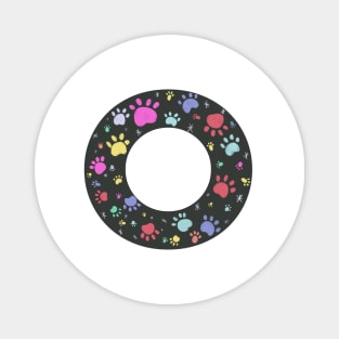 O letter with colorful paw print Magnet